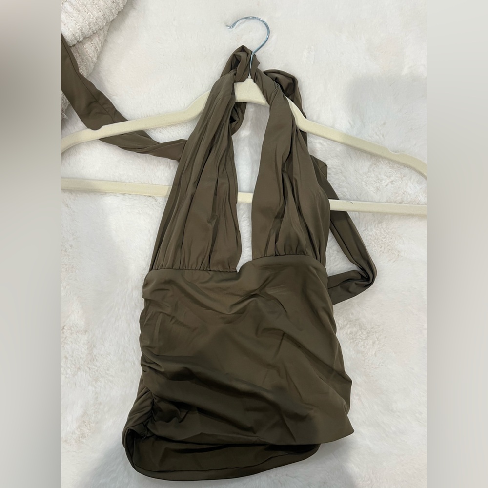 Zara Olive Green Halter Top